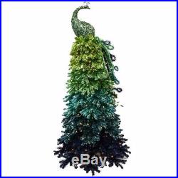 NEW 7′ Ombre Peacock Christmas Tree Blues & Greens 350 Clear Lights