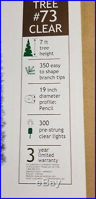 NEW 7 ft Snow Country Green Flocked pencil Pine Lit Christmas Tree CLEAR Lights