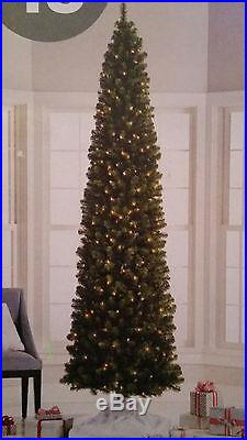NEW 9 FOOT PRE-LIT SLIM ALBERTA SPRUCE CHRISTMAS TREE CLEAR LIGHTS 32 Width