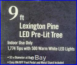 NEW 9 FOOT PreLit Lexington Pine Christmas Tree LED Lights 1774 Tips LED Flocked