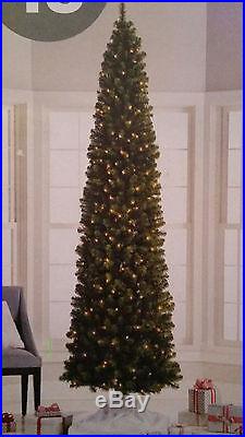 NEW 9 ft Green Slim Alberta Spruce Pre Lit Christmas Tree with CLEAR Lights