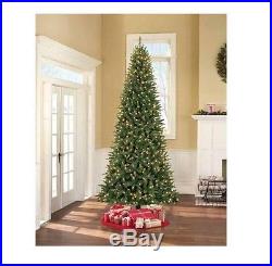 NEW 9′ ft Pre Lit Artificial Pine Christmas Tree Hinged Tall Clear Lights Stand