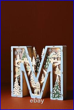 NEW ANTHROPOLOGIE Monogram Wonderland Light-Up Scene Christmas Letter M