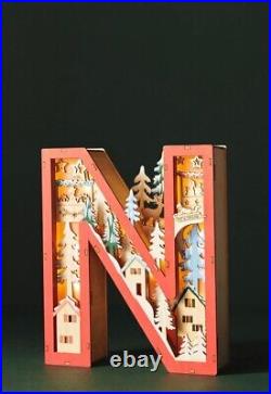 NEW ANTHROPOLOGIE Monogram Wonderland Light-Up Scene Christmas Letter N-O-E-L