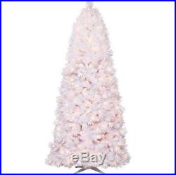 NEW ARTIFICIAL CHRISTMAS TREE 7.5′ Tall White Flocked Pre-Lit 400 Clear Lights