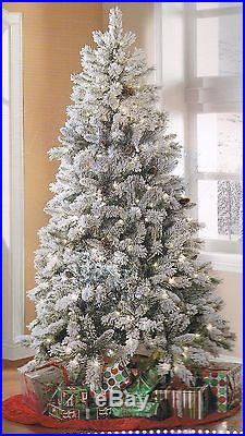 NEW ARTIFICIAL CHRISTMAS TREE 7.5′ Tall Winter Frost Flocked Pre-Lit Clear Light