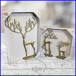 NEW Aldi Merry Moments Sculpted Reindeer Complete Set Of 3 Gold TIKTOK Sold Out