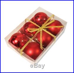 NEW All Red Christmas Ball Tree Ornaments For Holiday Decorations Set of 6pcs