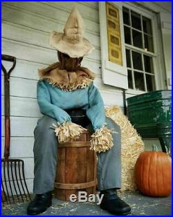 NEW! Animated Halloween 4.5 FT Lifesize Scary Sitting Surprise Scarecrow Prop