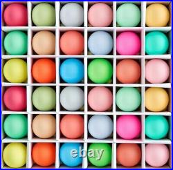 NEW Anthropologie Set/36 Matte Glass 2 Baubles Multicolored Rainbow Ornaments