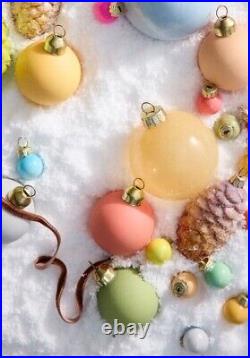 NEW Anthropologie Set/36 Matte Glass 2 Baubles Multicolored Rainbow Ornaments
