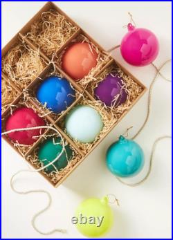 NEW Anthropologie Set of 9 Rainbow 4 Opaque Glass Baubles Ball Ornaments B
