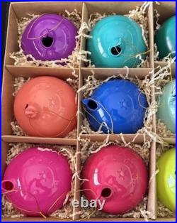 NEW Anthropologie Set of 9 Rainbow 4 Opaque Glass Baubles Ball Ornaments B