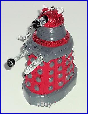 NEW BBC Doctor Who Santa Hat Tardis & Glittery Red Dalek Christmas Ornament Set