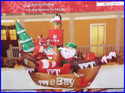 NEW Christmas 10 FT Santa Pirate Ship Inflatable Airblown Lighted Tree Reindeer