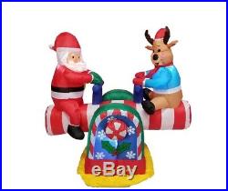 NEW Christmas Inflatable Animated Santa Reindeer Seesaw Lit Yard Decor Outdoor