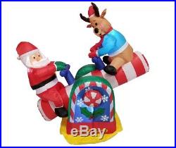 NEW Christmas Inflatable Animated Santa Reindeer Seesaw Lit Yard Decor Outdoor