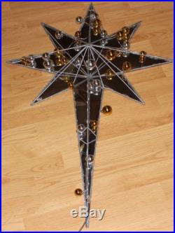 NEW Christmas STAR Roman Lights Yard Art 37 LED Metal Mirror Ornaments Gold