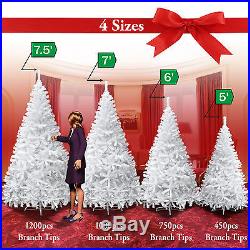 NEW Christmas Tree 5/6/7/7.5FT Steel Base Decorate Ornament Xmas WHITE NATURAL