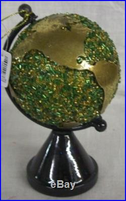 NEW Dillard's Trimsetter CHRISTMAS TREE ORNAMENT Glass Globe Green/Gold