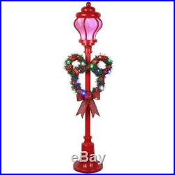 NEW Disney 5′ Christmas Holiday Lamp Post with Mickey Wreath LED Lights NIB