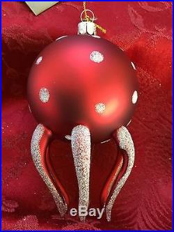 NEW FLAWLESS Exceptional PIER 1 IMPORTS Glass Red OCTOPUS Christmas Ornament