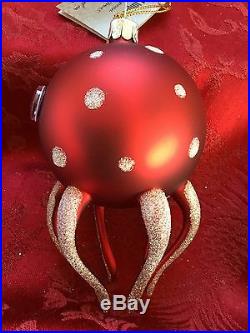 NEW FLAWLESS Exceptional PIER 1 IMPORTS Glass Red OCTOPUS Christmas Ornament