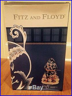 NEW Fitz & Floyd BRISTOL Christmas SANTA COOKIE JAR Woodland Animals Navy Blue