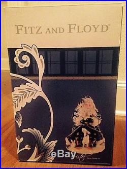 NEW Fitz & Floyd BRISTOL Christmas SANTA COOKIE JAR Woodland Animals Navy Blue