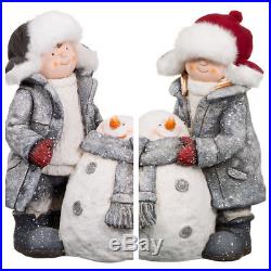 NEW GAINT Girl & Boy SET 2PC with Snowman Christmas Ornament