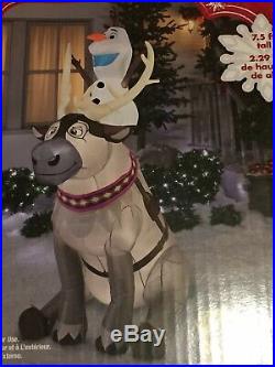NEW GEMMY 7.5' Olaf & Sven Frozen Lighted Christmas Inflatable Airblown Blow-up