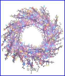 NEW GE 28-in Winterberry Christmas Wreath with Color Changing LED Light