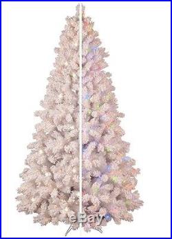 NEW GE 7.5′ PreLit FLOCKED Pine COLOR CHANGING White Christmas Tree LED Lights