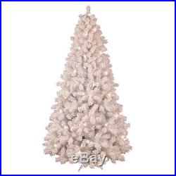 NEW GE 7.5′ PreLit FLOCKED Pine COLOR CHANGING White Christmas Tree LED Lights