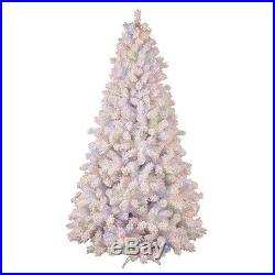 NEW GE 7.5′ PreLit FLOCKED Pine COLOR CHANGING White Christmas Tree LED Lights