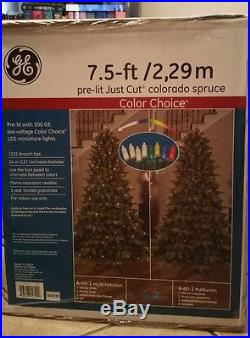 NEW GE 7.5-ft Pre-Lit Colorado Spruce Artificial Christmas Tree withColor Changing