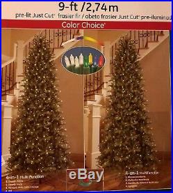 NEW GE 9 FT Just Cut Slim Frasier Fir DUAL Color Choice Lights Christmas Tree