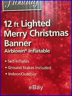 NEW! Gemmy 12 ft Lighted African American Merry Christmas Banner Inflatable