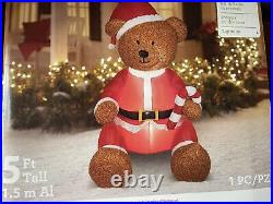 NEW Gemmy Christmas 5' Teddy Bear Lighted Inflatable Airblown Blow-up