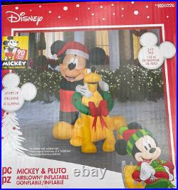 NEW Gemmy Disney Christmas 5′ Mickey Mouse & Pluto Lighted Inflatable Airblown
