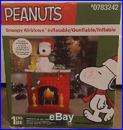 NEW Gemmy PEANUTS SNOOPY Lighted Christmas Fireplace Airblown Inflatable Outdoor