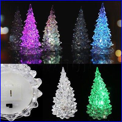 NEW Gift Changing Acrylic Christmas Tree Night Light LED 7Colors Lamp Home Decor