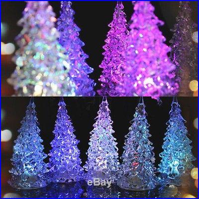 NEW Gift Changing Acrylic Christmas Tree Night Light LED 7Colors Lamp Home Decor