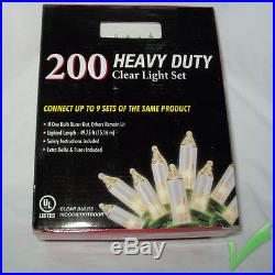 NEW Heavy Duty 50' 200 Clear Light Set Indoor Outdoor String Christmas Party