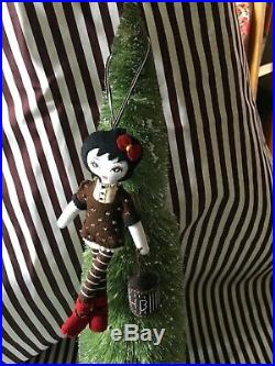 NEW Henri Bendel Girl Doll Cloth Christmas Ornament Set of 3