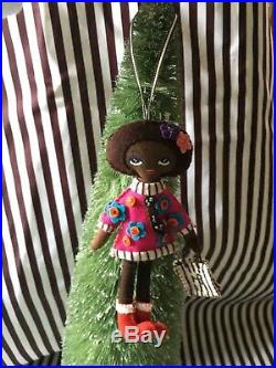 NEW Henri Bendel Girl Doll Cloth Christmas Ornament Set of 3