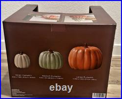 NEW Hobby Lobby Fall Halloween Stackable Pumpkins Orange Nesting Decorative Set NEW Hobby Lobby Fall Halloween Stackable Pumpkins Orange Nesting Decorative Set