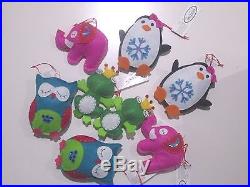 (NEW) Holiday Living Christmas Tree Ornaments Plush Soft animal (8 pcs)