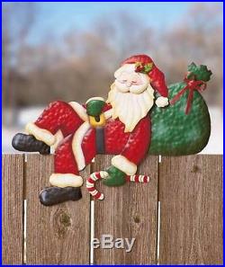 NEW Holiday Santa Clause Fence Topper Outdoor Christmas Decoration Holiday Santa