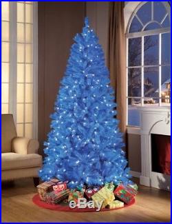 NEW Holiday Time 7' Blue Christmas Tree Xmas Decor with Pre Lit Lights and Stand